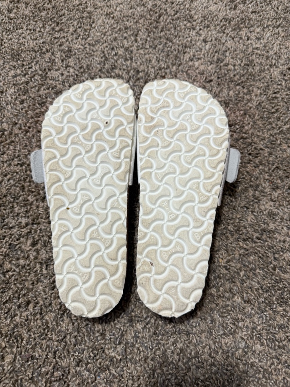 Birkenstock White Slide Sandals with Pastel Ombre Buckles - Picture 6 of 6